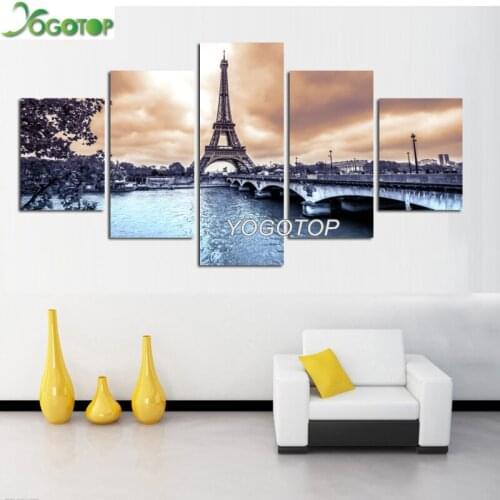 DIY Diamond Painting 5 Panel Paris Cityscape Eiffel Tower Landscape 5D Full Drill mosaic Diamond Embroidery Handcraft Kit ML1029