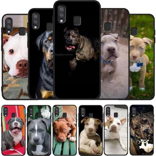 White Pit Bull Lovely Pet Dog Pitbull Black TPU Phone Case For Samsung Galaxy A71 A51 A41 A31 A20E A10 A20 A40 A50 A70 M30S M20