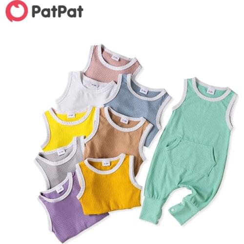 PatPat Baby Solid Pocket Sleeveless Jumpsuit