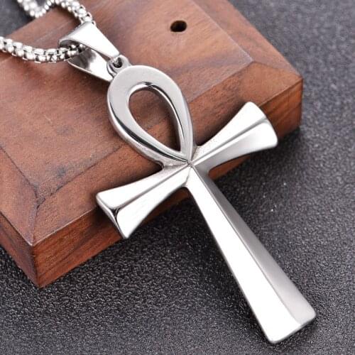 Egyptian Ankh Crucifix Necklaces Pendants Stainless Steel Symbol of Life Cross Necklace Jewelry Gifts Chains
