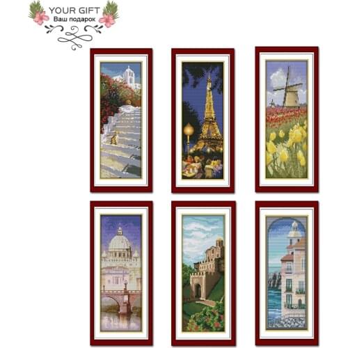 Joy Sunday F214F215F216F217F218F219 Tower Golden Gate Island Big Pinwheel Saint Petersburg Mediterranean Scenery Cross Stitch