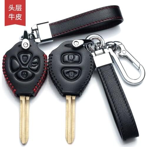 2/3 Buttons Leather Car Key Case Cover Car Keychain For Toyota Reiz Camry Rav4 Yaris Corolla 4Runner Avlo