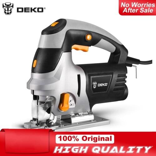 DEKO 800W Jig Saw Laser Guide 6 Variable Speed Electric Saw with 6 Pieces Blades, Metal Ruler, Allen Wrench Jigsaw Power Tools