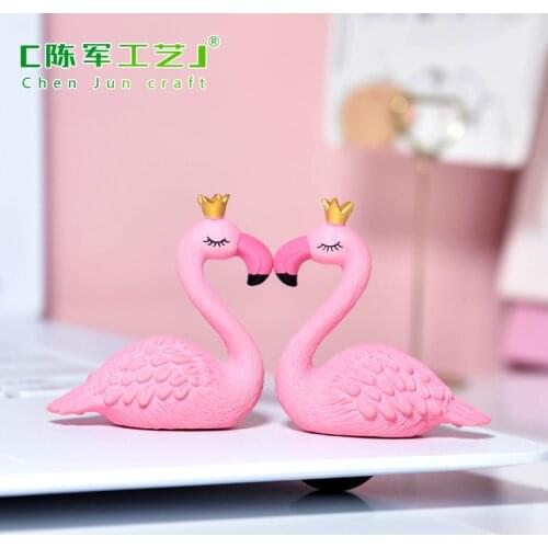 2pcs/set 4.8x5cm Micro Flamingo Figurine Miniature Animals Ornaments For DIY Fairy Garden Small Plants Decoration