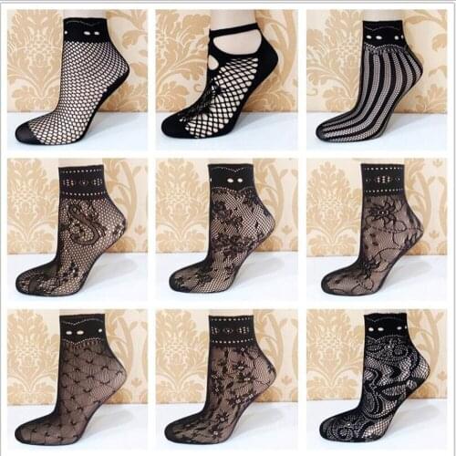 10 Pairs / Bag Fashion With High Quality Mesh Socks Thin Section Small Mesh Love Flowers Sexy Fishnet Socks Womens Socks