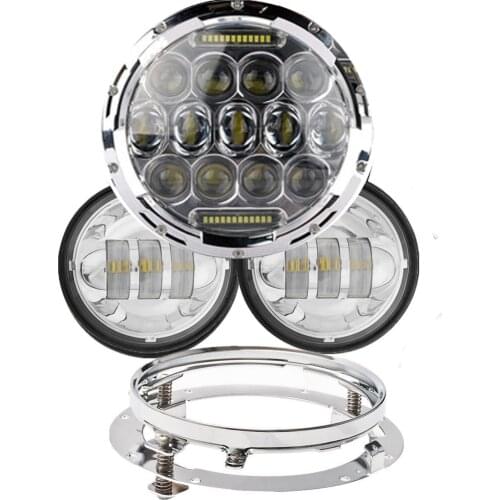 Motorcycle 7 inch Moto LED Headlight Chrome 4-1/2" 4.5inch LED Auxiliary Fog Passing Light Lamp for Harley Touring Electra Glide