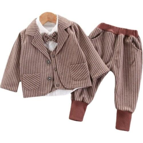 New Spring Autumn Baby Clothes For Boys Children Casual Coat Shirt Pants 3Pcs/Set Toddler Formal Costume Kids Gentleman Clothing