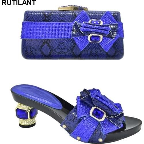 New Arrival Italian Women Shoes and Bag Set Decorated with Rhinestone In Party African Italian Shoes and Bag Set Party Shoes Bag