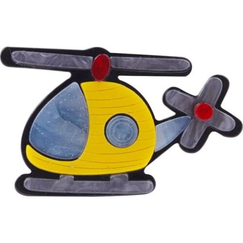 New Design Acrylic Helicopter Brooches Pins For Women Cartoon Airplane Brooch Lapel Pins Fashion Badge Scarf Fashion Jewelry