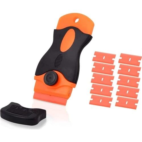 Plastic scraper, with 10 replacement scraper stickers stickers paint labels scraper removal tool, suitable for cars, glass