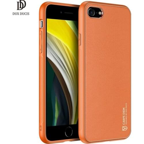 For Aplle iPhone SE 2020 Natural Genuine PU Leather Anti-Slip Pattern Back Cover for iPhone SE 2020 Camera Lens Protection Case