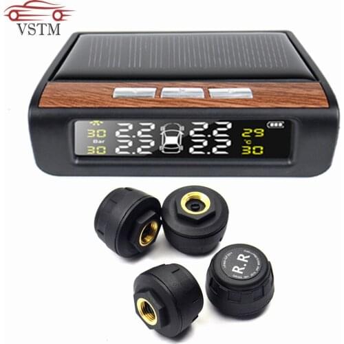 2019 New D68 TPMS Tire Pressure Car Monitoring System Solar Energy Digital Display Auto tyre Security Alarm System 4 Sensors
