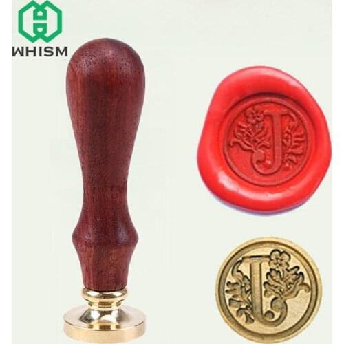 Fine Sealing Wax Stamp Plant Flower Vine Wax Seal Stamps A-Z Alphabet Letter Retro Wood Handle Decorative Scrapbooking Stamps