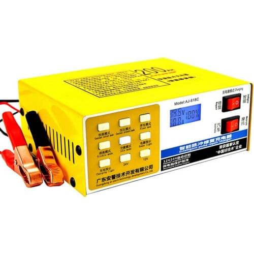 Universal Battery Charger 12V 24V Full Automatic Electric Car Battery Charger Intelligent Pulse Repair Type 6-200AH EU Plug #40