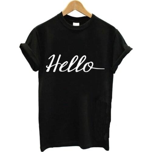 Hello Letter Print T Shirt Women Short Sleeve O Neck Tshirt Women Summer Ladies Tee Shirt Tops TX5573