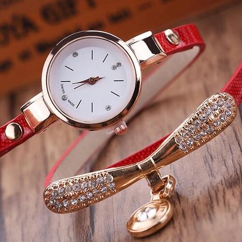 Ladies Watch Women Fashion Multilayer Rhinestone Round Pendant Quartz Bracelet Wrist Watch montre femme Ladies Dress Watches