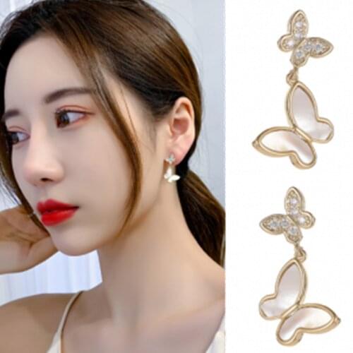 2020 New womens earrings fashion zircon butterfly danglee earrings for women animal sweet colorful stud earrings girls jewelry