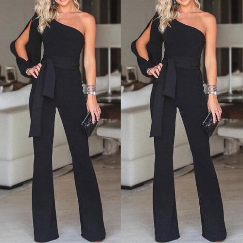 Jumpsuits for women 2019 arrival Womens rompers Party Clubwear Playsuit Jumpsuit Wide Leg One Shoulder Long Trousers Pants