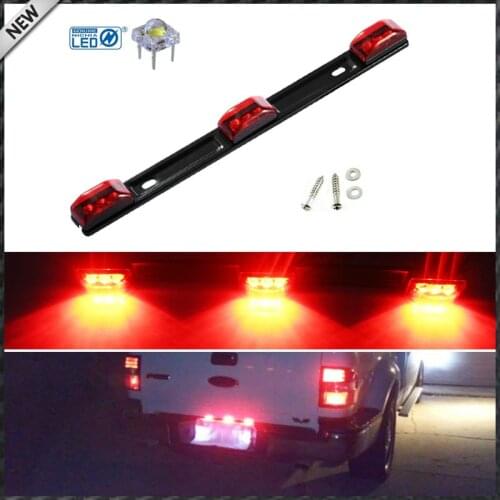 1) Red 3-Lamp Truck/Trailer ID LED Light Bar For Ford F150 F250 F350 Dodge RAM 1500 2500 3500 Chevy Silverado, GMC Sierra, etc