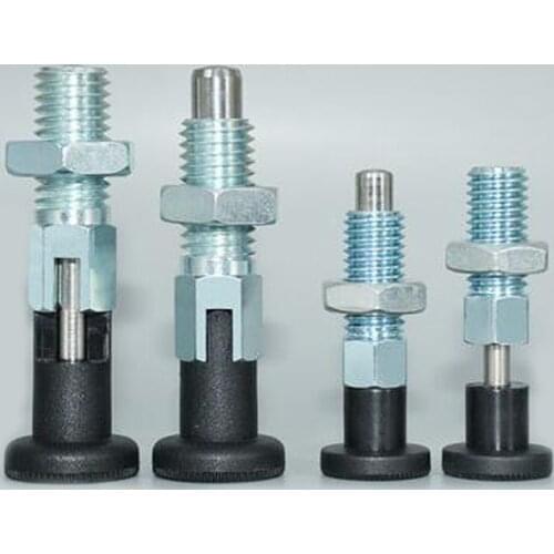 1pcs M6 M8 M10 M12 Self-Locking Spring Positioning Pin Bolt Black Nylon Knob Plunger TM302F Carbon Steel Galvanized