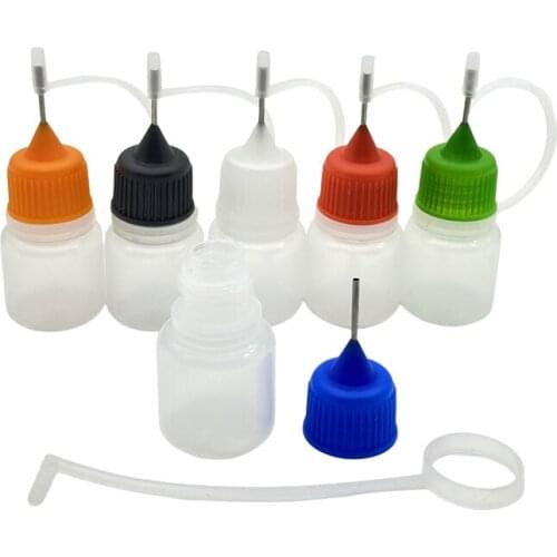 10pcs 3ml Empty Jar Plastic Drop Bottle Soft PE Dropper Vial With Colorful Metal Needle Screw Cap For Liquid Container