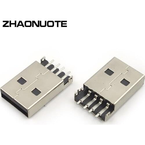 100pcs USB Adapter DC Power Plug Socket Male 180 Degree Horizontal Plug Pin Patch