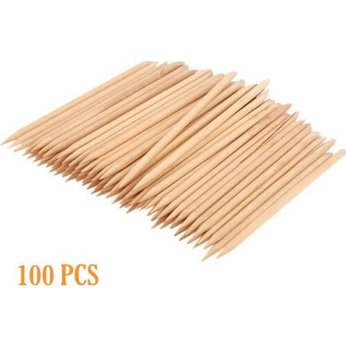 11.5cm Nail Art Design Orange Wood Stick Sticks Cuticle Pusher Remover Manicure Pedicure Care Manicure Art Double-head Tool