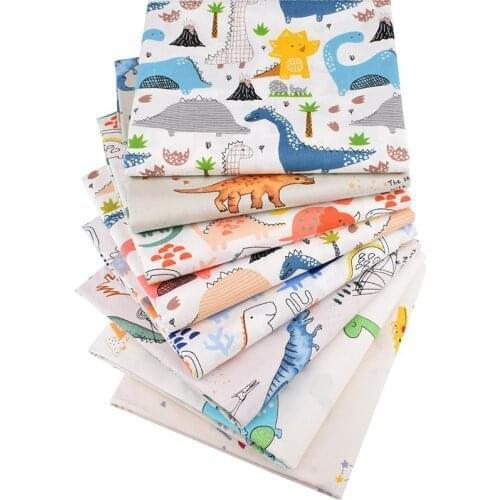 25*25cm 100% Cotton Twill Printed Fabric Handmade DIY Patchwork Dinosaur Series 8-Piece Cotton Fabric Set AT266