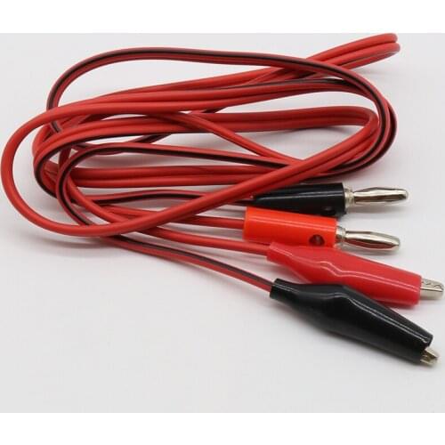 4mm Injection Banana Plug To Shrouded Copper Electrical Clamp Alligator Clip Test Cable Leads 1M For Testing Probe