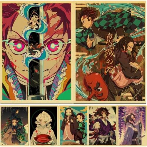 5D Diamond Embroidery Vintage Demon Slayer Japanese Anime Diamond Painting Diamond Mosaic Rhinestones Pictures Home Decor