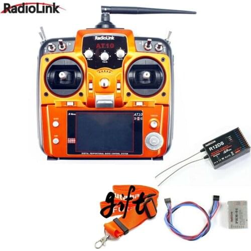 Promotion! RadioLink AT10 II 2.4Ghz 10CH RC Transmitter +R12DS Receiver PRM-01 Voltage Return Module+11.1v 2200mah battery+Strap