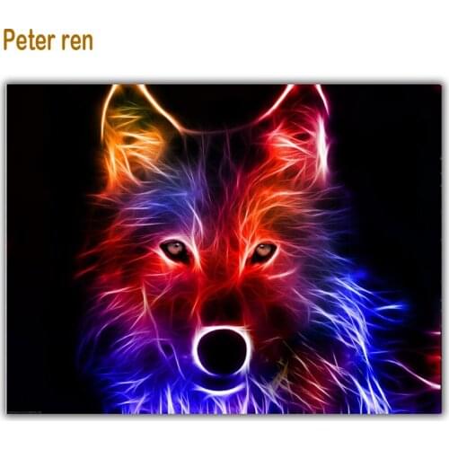 Diy diamond embroidery Light wolf 5D square diamond mosaic 100% Full icon cover diamond painting Arts and Crafts Fractal animal