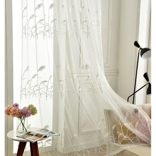 White Embroidery Wheat Tulle Curtains for Bedroom Window Screens Fashion Sheer Voile for Living Room Kitchen Yarn