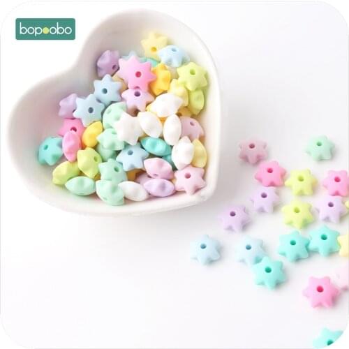 Bopoobo Silicone Star Beads 40pcs 14mm Food Grade Teether BPA Free Ecofriendly Beads Bracelet DIY Crafts Crib Toy Baby Teether
