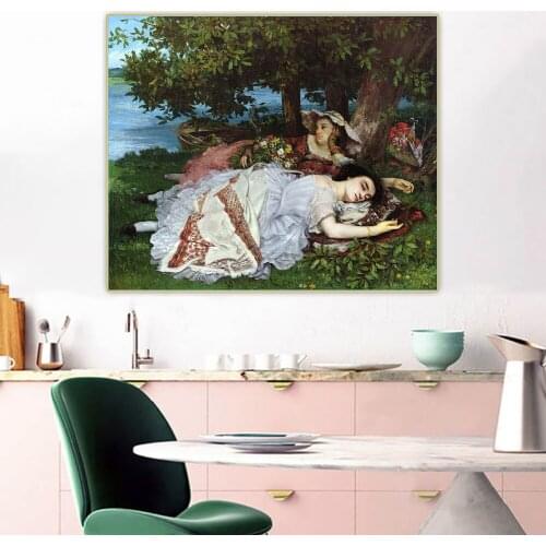 Citon Gustave Courbet《Girls on the Banks of the Seine》Canvas Oil Painting Artwork Picture Backdrop Wall Decor Home Decoration