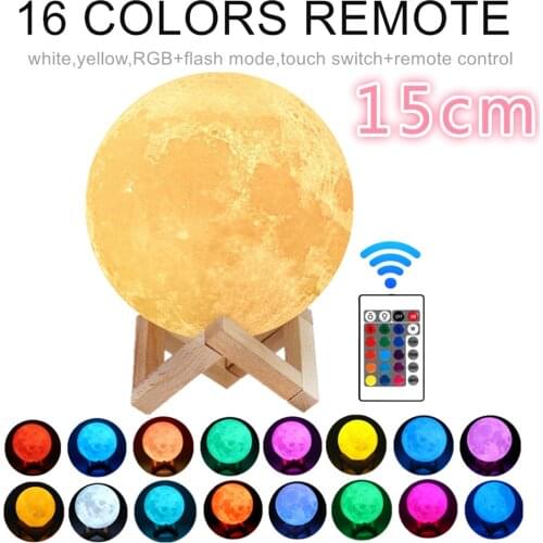 15cm Bedroom Decor Lights 3D Moon Lamp Rgb LED Night Light Color Change Rechargeable Touch Kids Night Lamp Home Childs Gifts