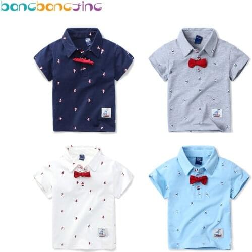 Kids Boys Polo Shirt Baby Boy Girl Cotton Clothes Summer Short Sleeve Cotton Solid Bow T shirt