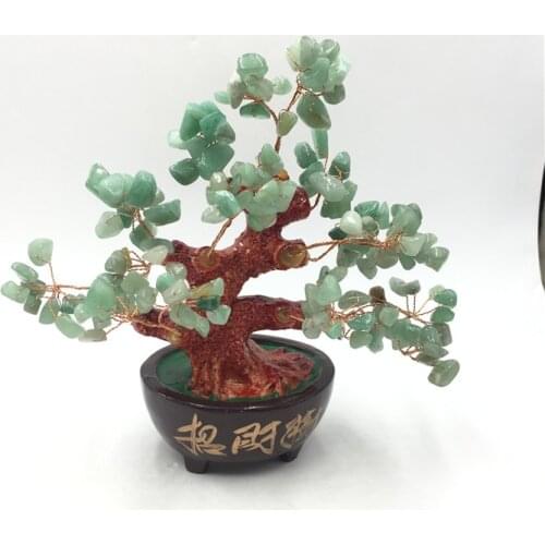 Dongling jade lucky tree natural crystal gem point healing desk decoration