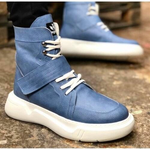 Wagoon WG05 Jeans Blue Laced Long Velcro Boots