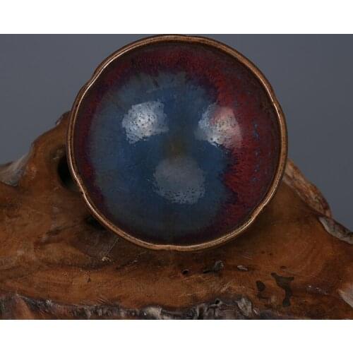 Antique SongDynasty porcelain bowl,Jun kiln Blue glaze erythema cup,Hand-painted crafts,Collection&Adornment,Free shipping