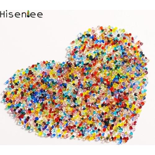 Hisenlee 1.1MM(SS3) 23 kind Colors Crystal Zircon Micro Diamond Never Fade Glass Rhinestones Stone 1440pcs Nail Art Design