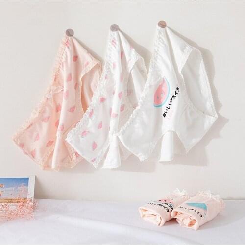Watermelon Cotton Underwear For Women Mid-Waist Japanese Cute Printed Girl Student Bag Hip Breathable Briefs Wholesale