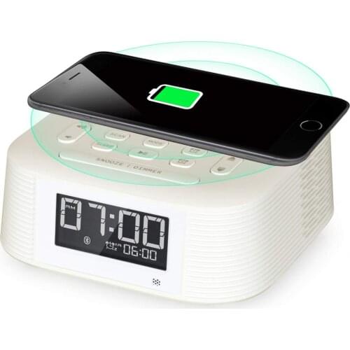 Homtime NEW portable Bluetooth speaker with FM Radio wireless charging speaker alarm clock USB charger speaker for Mobile phones
