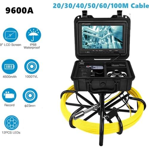 Eyoyo 9600A 30/50M Pipe Inspection Video Camera DVR IP68 Drain Sewer Pipeline Industrial Endoscope with 9" Monitor Camera