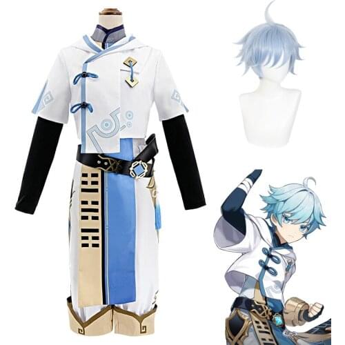Game Genshin Impact Chongyun Cosplay Costumes Uniform Wigs Full Sets Women Men Role Play Coatume Halloween Carnival Party