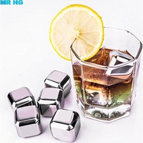 Stainless Steel Ice Cubes Chilling Reusable Whiskey Red Wine Beer Drink Glacier Cooler Stones 4PCS/6 PCS/8PCS /BOX