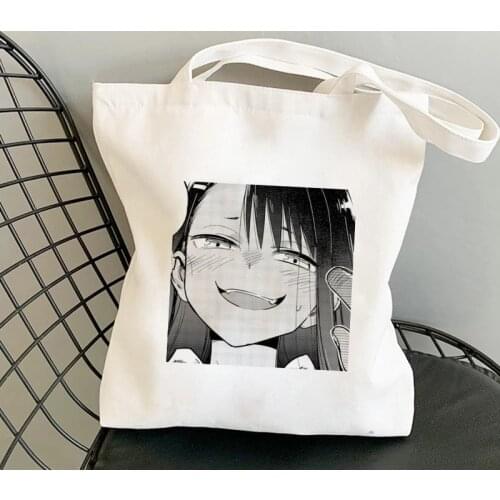 Cartoon Shopper Bags Japanese Anime Funny Please Don't Bully Me, Nagatoro Handbags Shoulder Bags Canvas Shopping Women Tote Bag