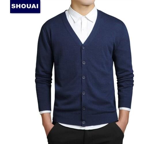 Mens cardigan Mens cotton woven V-neck cardigan Mens spring solid cardigan jacket Size M-3XL