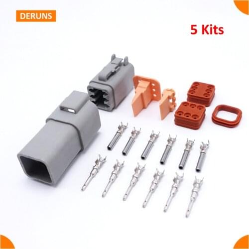 5 Sets Kits 6Pin/way Deutsch Sealed Waterproof Electric Wire Auto Connectors Plug Set for Car Dt06-6S Dt04-6P
