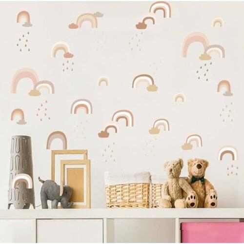 DIY Rainbow Vinly Wall Sticker DIY Cartoon Cloud Kids Room Home Decor Painting for Baby Room Nursery Adhesive Poster Wallsticker